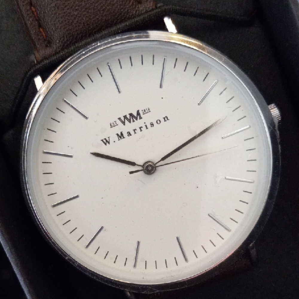 W. Marrison Men's Silver and Brown Leather Watch New Batt.
